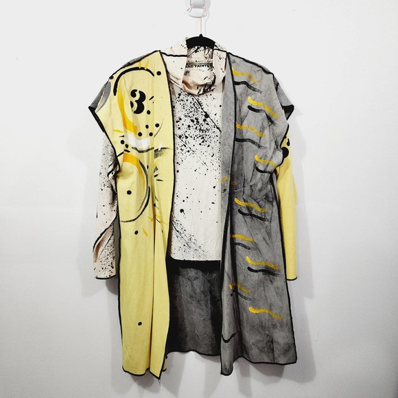 Vintage 90s Christine Gentry Hand painted Knit Mock Neck Top & Vest Set Size M - Picture 11 of 14